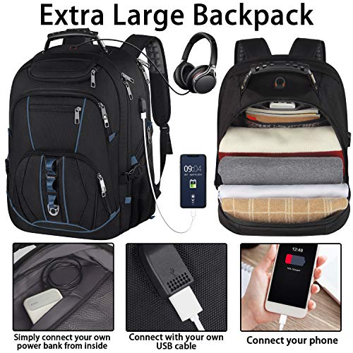 JCDOBEST Laptop Backpack, Blue, 55L Capacity, TSA Approved, Multipurpose, Convenient USB Port, Comfortable Back Design, Durable Polyester Fabric - Image 4