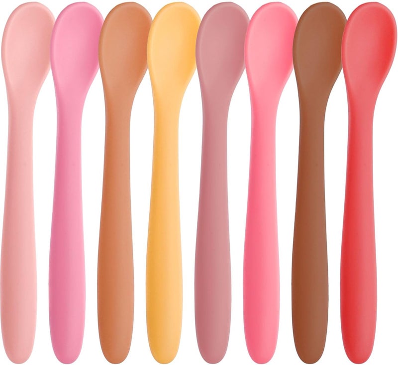 HANSGO Silicone Baby Feeding Spoons 8PCS First Stage Infant Spoons Utensils Feeding Supplies with Warm Soft Colors Dishwasher and Boil Safe - Image 1
