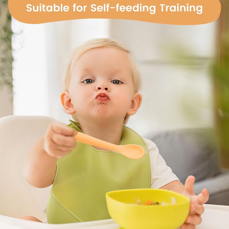 HANSGO Silicone Baby Feeding Spoons 8PCS First Stage Infant Spoons Utensils Feeding Supplies with Warm Soft Colors Dishwasher and Boil Safe - Image 2