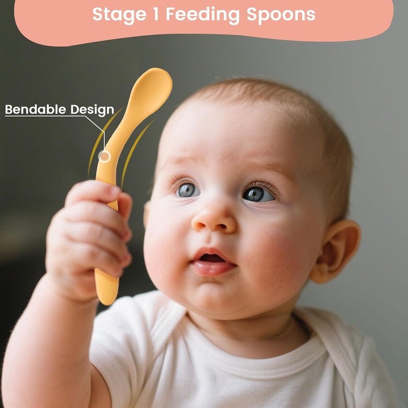 HANSGO Silicone Baby Feeding Spoons 8PCS First Stage Infant Spoons Utensils Feeding Supplies with Warm Soft Colors Dishwasher and Boil Safe - Image 5