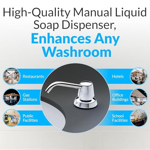 Bobrick B-822 Manual Top Fill Liquid Soap Dispenser 34 fl oz. (1L) Liquid Soap Capacity, 4- Inch Free-Turning Spout for Public Restroom Countertops, Chrome Finish - Image 5