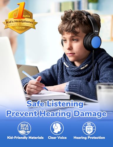 iClever Kids Headphones Bulk 5 Pack for Students K12 Teachers Durable PP Material 85dBA Safe Volume Multiple Folding Options Kids Wired Headphones for SchoolClassroomHomeTravel - Image 3
