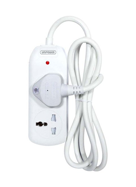 2 in 1 Power Strips EX-1761 Extension Cord with 2 way Outlets, Universal Plug Adapter with Safety Shutters, Charging Socket with 1.5 meter Heat resistant  Extension Cord (White) ESMA approved