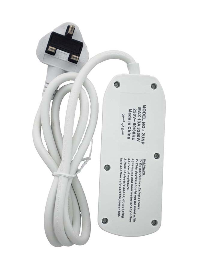 Unipower 2 in 1 Power Strips EX-1761 Extension Cord with 2 way Outlets, Universal Plug Adapter with Safety Shutters, Charging Socket with 1.5 meter Heat resistant  Extension Cord (White) ESMA approved  - Image 3