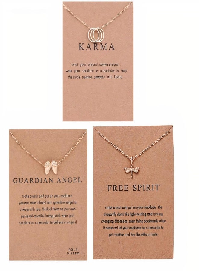 Pinapes Karma, Guardian Angel & Free Spirit Pendant Necklace Set for Women & Girls - Image 1