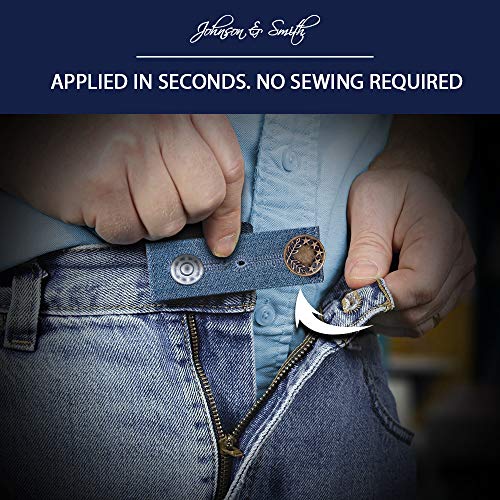 Johnson Smith Waistband Extenders by Johnson & Smith | Button Extender for Pants | Denim Material | Pack of 5 Shades | Premium Metal Buttons | 2 Button Holes | Button Extender for Jeans - Image 5