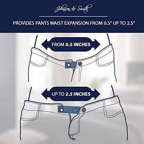 Johnson Smith Waistband Extenders by Johnson & Smith | Button Extender for Pants | Denim Material | Pack of 5 Shades | Premium Metal Buttons | 2 Button Holes | Button Extender for Jeans - Image 4
