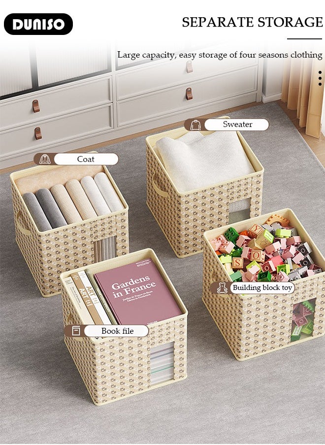 DUNISO - Foldable Clothes Storage Box,  Closet Storage Bins with Handles, Closet Shelf Organizer and Storage,Large Capacity Reinforced - Image 1