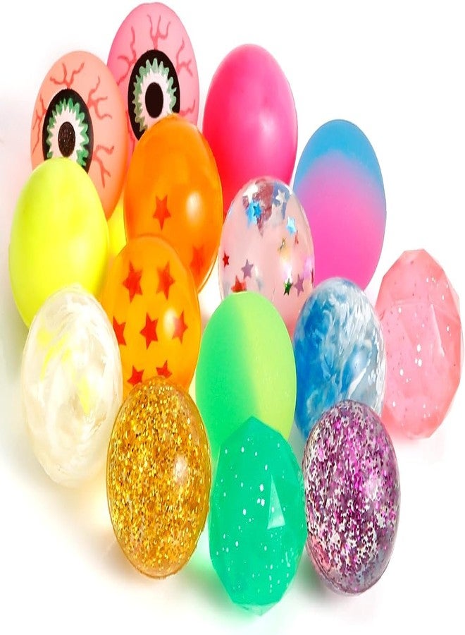 Promote Trader 10 pcs Crazy Bouncy Jumping Balls Set 32 mm Birthday Return Gift Indoor Outdoor Games for Kids-Different Designs with Free Cartoon Stickers - Image 1