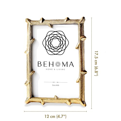 BEHOMA Golden Elegant Vintage Metal Twig Designer Rectangular Photo Frame Tabletop,Decorative Frames For Home Decor, Table Decor,Best Gift For Home Decor, Birthday, Anniversary (4X6 Inches) (Small) - Image 5