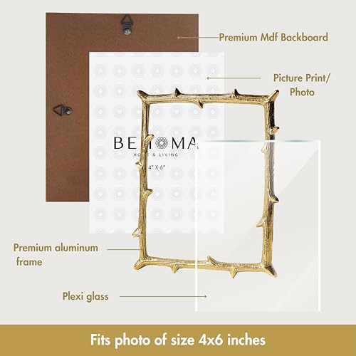 BEHOMA Golden Elegant Vintage Metal Twig Designer Rectangular Photo Frame Tabletop,Decorative Frames For Home Decor, Table Decor,Best Gift For Home Decor, Birthday, Anniversary (4X6 Inches) (Small) - Image 4