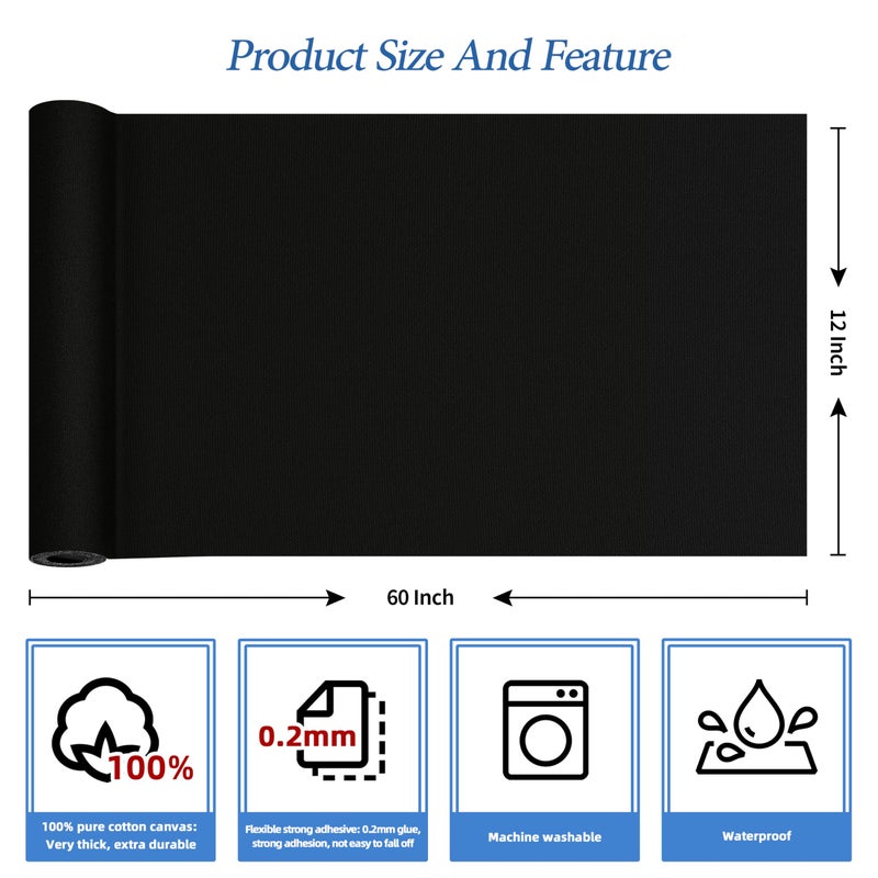 KING MOUNTAIN Canvas Iron on Patch,12"Ã—60",Waterproof 100% Cotton Fabric Repair Patch,Used for Various Sofa,Tent,Clothes,Seats,Suitcases (Black,Waterproof) - Image 3