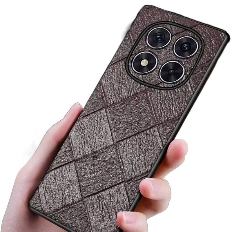 غطاء واقي بملمس جلد لـ Redmi Note 14 Pro مع مقاوم للصدمات وحماية من السقوط مع مقاوم للصدمات مع مقاوم لبصمات الأصابع مع نسيج التمساح باللون Checkered باللون الأحمر - Image 3