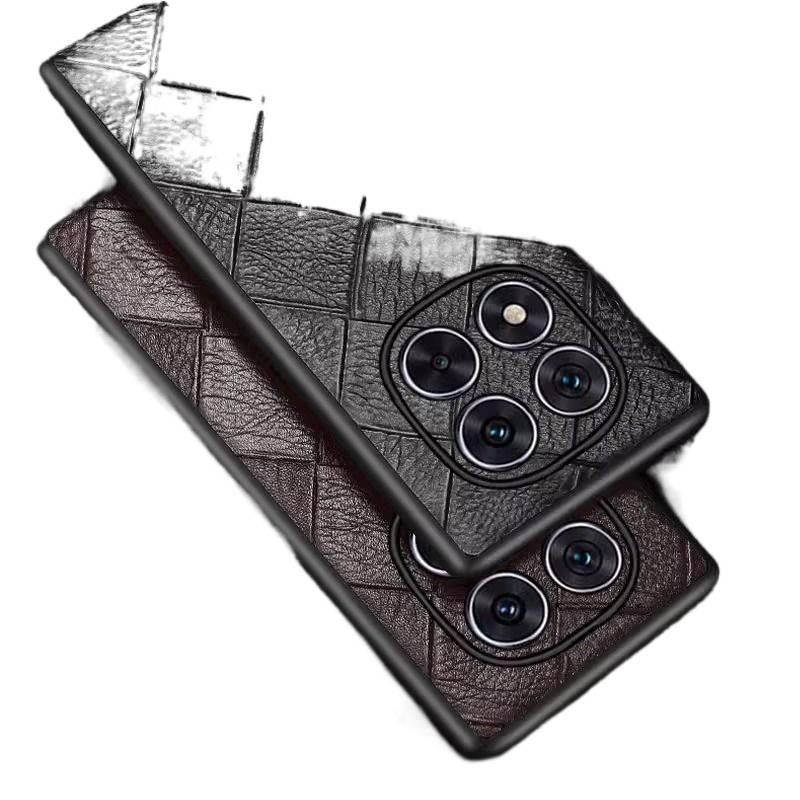 غطاء واقي بملمس جلد لـ Redmi Note 14 Pro مع مقاوم للصدمات وحماية من السقوط مع مقاوم للصدمات مع مقاوم لبصمات الأصابع مع نسيج التمساح باللون Checkered باللون الأحمر - Image 5