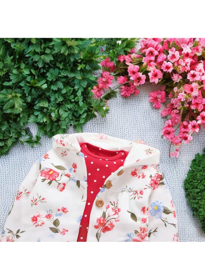 Minime Newborn Hoodie Set 3 Piece 12-18 Month Cotton | Floral Hoodie Outfit Soft Durable Comfortable | Stylish Baby Jumpsuit Pants Easy Wear - Image 4