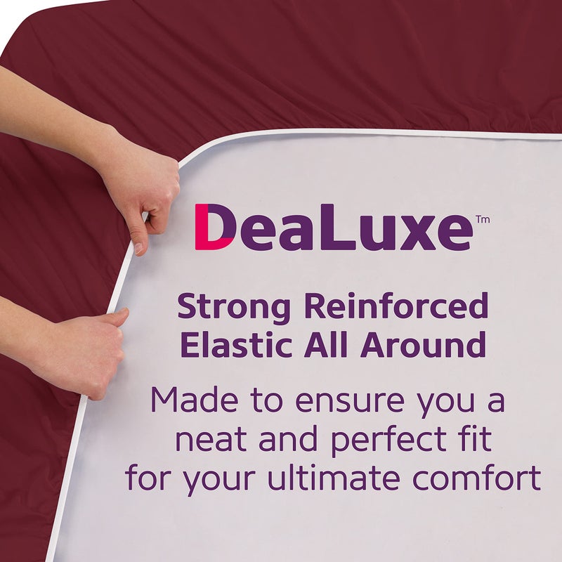 DeaLuxe Kids Twin Fitted Sheet Only - Real 16  Twin Deep Pocket Fitted Sheet Fit Perfectly 14 -18  Deep Mattress & Toppers - Lovely Twin Fitted Sheets 1 Piece Fitted Bed Sheets - Fitted Sheet Twin Burgundy - Image 4