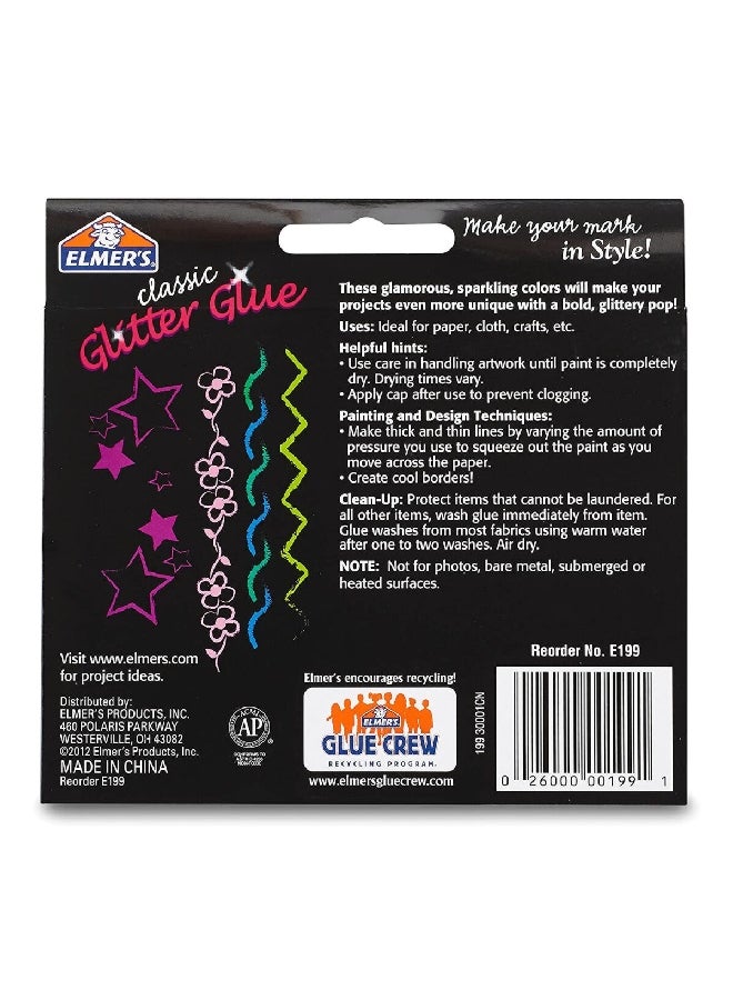 إلمرز عبوة تحتوي على 10 قطع من لاصق الجليتر الكلاسيكي ثلاثي الأبعاد القابل للغسل ومتوفر بألوان متعددة، وبحجم إجمالي يبلغ 105.8 مل E199 - Image 4