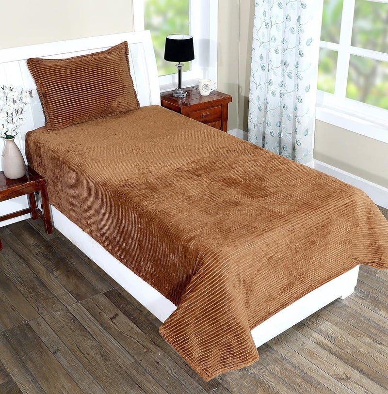 RD TREND 190 GSM Flannel Warm Bedsheets for Winter Single Bed(60x90 Inches) with 1 Pillow Cover Size (18x28 Inches) Color- Mustard - Image 1