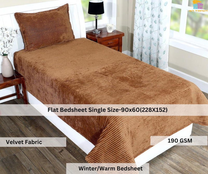 RD TREND 190 GSM Flannel Warm Bedsheets for Winter Single Bed(60x90 Inches) with 1 Pillow Cover Size (18x28 Inches) Color- Mustard - Image 2