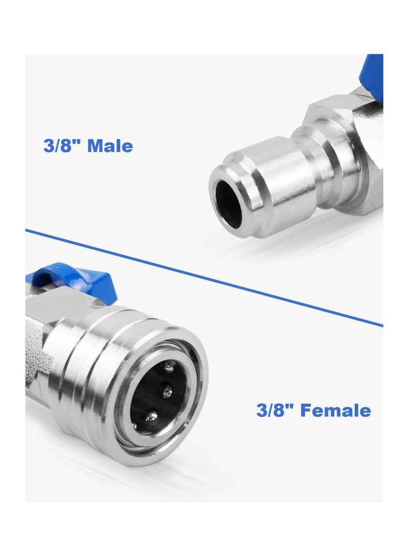 Heavy Duty High Pressure Washer Ball Valve Kit 3/8 NPT Quick Connector 4500 PSI for Power Washer Hose Control Water Flow Switch with Raw Material Belt - Image 3