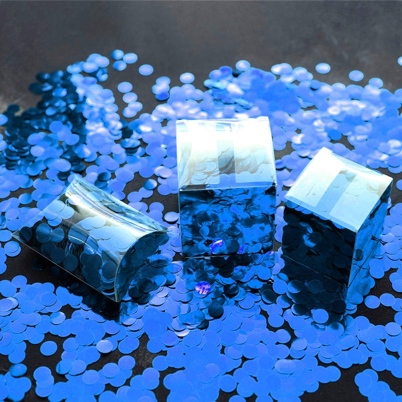 AWESON PARTY Blue Foil Metallic Round Table Confetti Decor Circle Dots Mylar Table Scatter Confetti Wedding Bachelorette Under the Sea Baby Shower Birthday Party Confetti Decorations, 60g - Image 3
