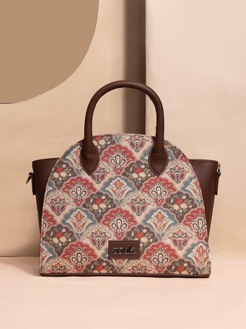 ZOUK Women's Konkona City Satchel Bag - | Jute | Vegan Leather Handcrafted With Detachable Sling Strap - Image 2