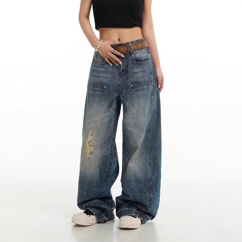 Unisex Classic Denim Jeans Loose Fit Daily Outdoor Wear - Image 3