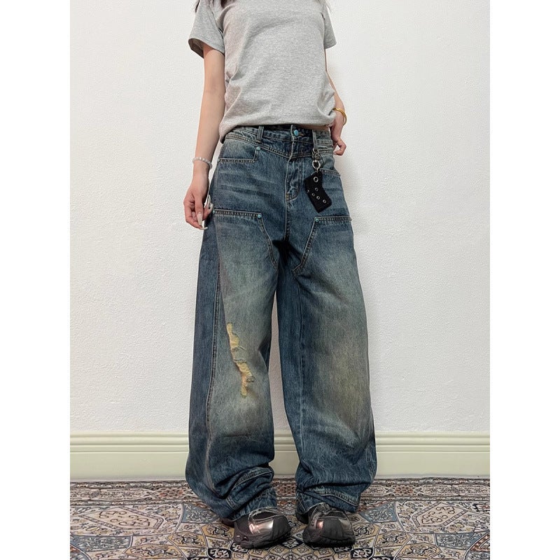 Unisex Classic Denim Jeans Loose Fit Daily Outdoor Wear - Image 1