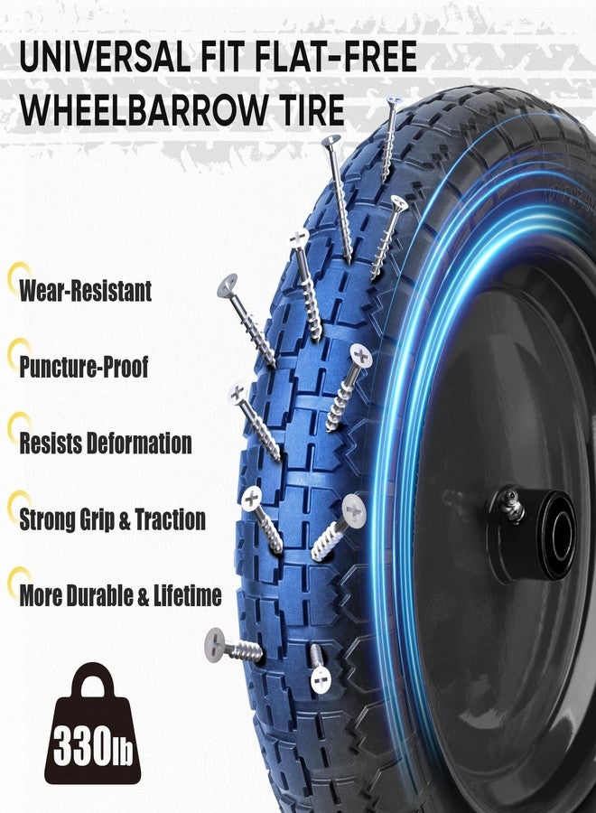 TICONN 4.80/4.00-8 Tire, 14.5" Flat Free Wheelbarrow Tire and Wheel, Solid Replacement Tires with 3" Centered Hub, 5/8" 3/4" Bearings, Universal Fit 4.80/4.00-8, 3.50/3.00-8, 4.00-6 (Black) - Image 5