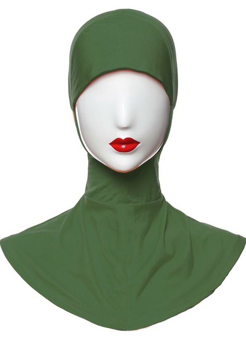 Loquat Muslim Women's Solid Color Hijab Inner Cap Army Green 