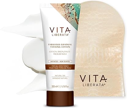Vita Liberata لوشن تان رائع من فيتا ليبراتا 200 مل مع قفاز ذات وجهين لتسمير ذاتي مرطب للغاية مع حمض الهيالورونيك مصمم للوجه والجسم تركيبة قابلة للبناء لمسة خالية من الخطوط ونهاية دائمة - Image 1