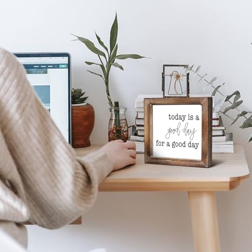MACVAD Today is A Good Day for A Good Day Inspirational Wood Box Sign for Home Decor,Freestanding Mini Wood Block Sign for Desk,Shelf or Wall Display 6" x 6" x 1.57" - Image 3