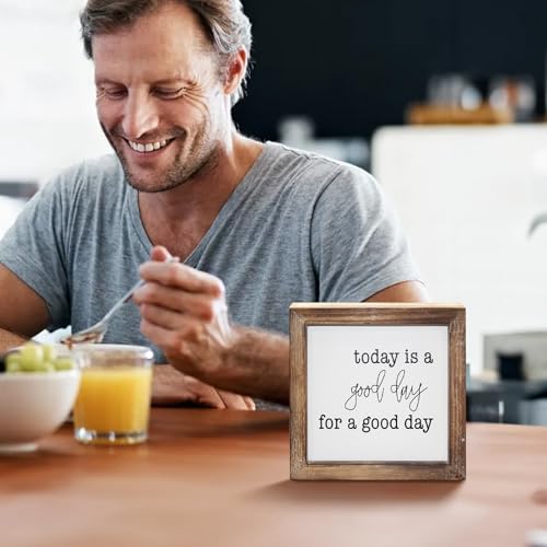 MACVAD Today is A Good Day for A Good Day Inspirational Wood Box Sign for Home Decor,Freestanding Mini Wood Block Sign for Desk,Shelf or Wall Display 6" x 6" x 1.57" - Image 4