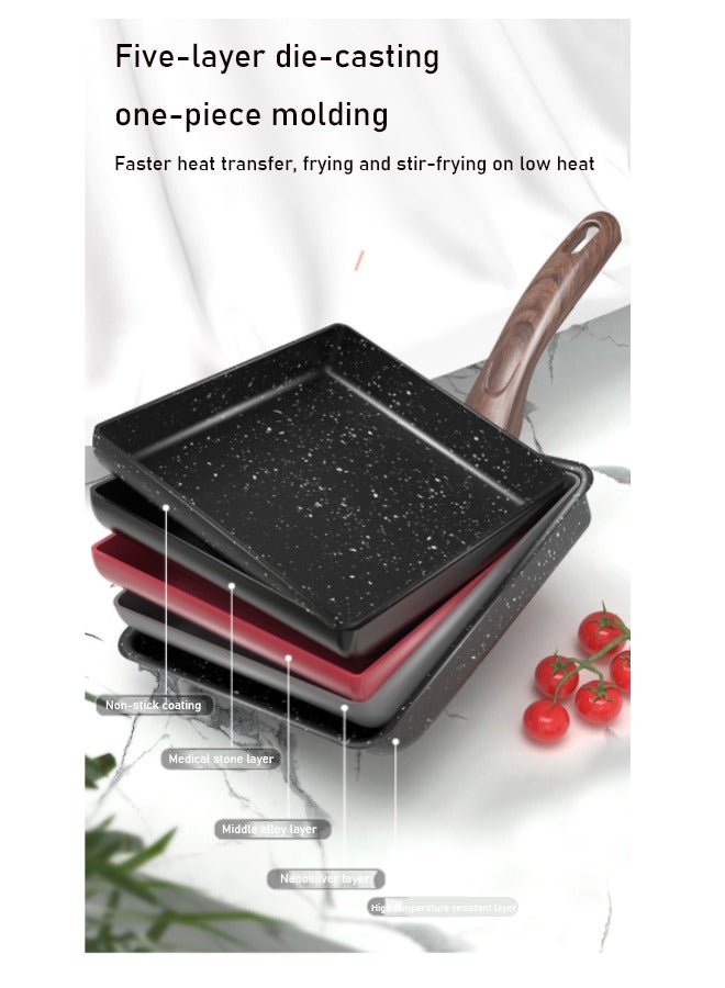 Super ZYouth Tamagoyaki Nonstick Frying Pan with Spatula, Healthy Granite Egg Pan for Breakfast Omelette Pan, Anti-scalding wooden handle Kitchenware, Suitable for Gas and Induction Cooktops, 7.1x5.9 Inches  - Image 5