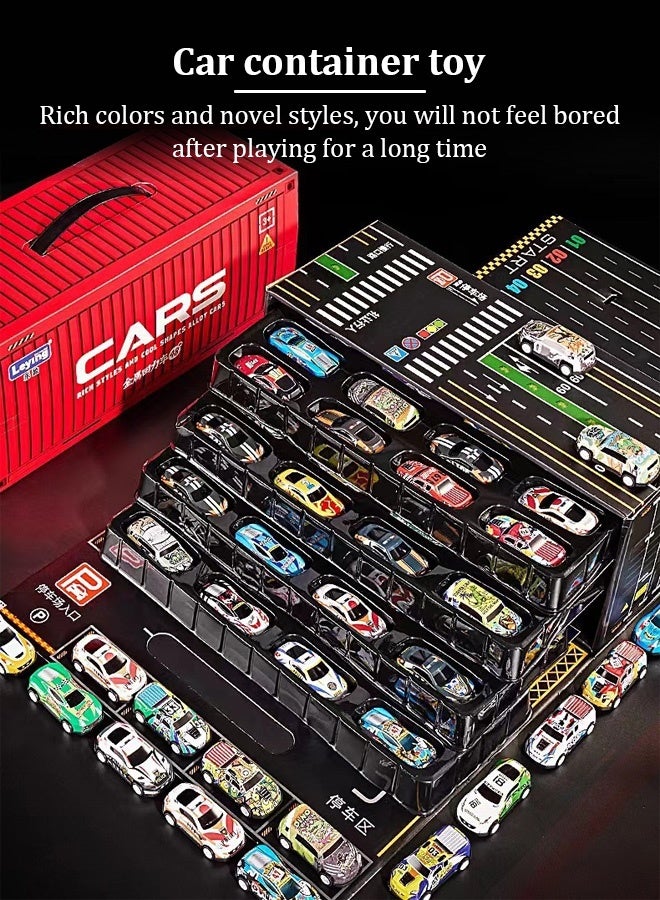 Joudiplay 48 Pcs Pull Back Toy Cars with Storage Box, Alloy Mini Race Push and Pull Back Cars Vehicles Toys for Kids, Party Favors Toy Cars Suitable Kids Gifts For Kids 3+ Years  - Image 1