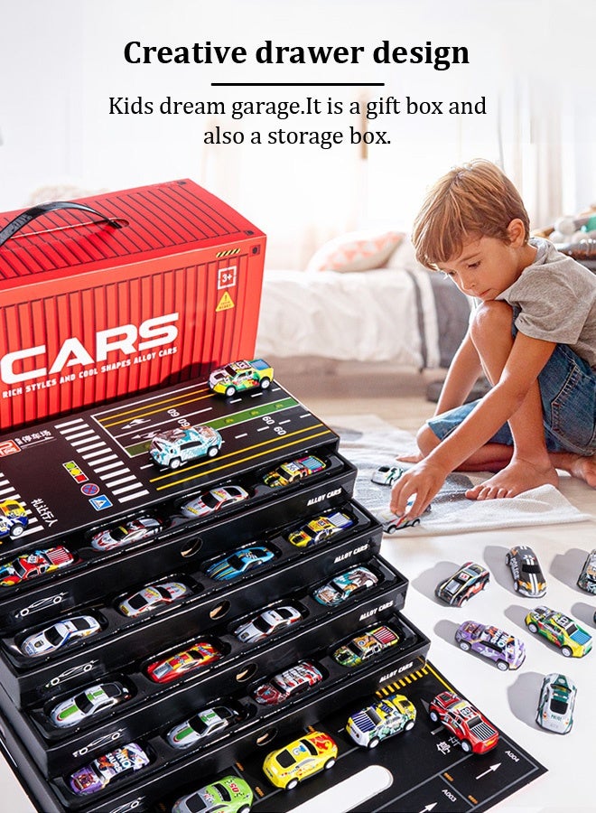 Joudiplay 48 Pcs Pull Back Toy Cars with Storage Box, Alloy Mini Race Push and Pull Back Cars Vehicles Toys for Kids, Party Favors Toy Cars Suitable Kids Gifts For Kids 3+ Years  - Image 4
