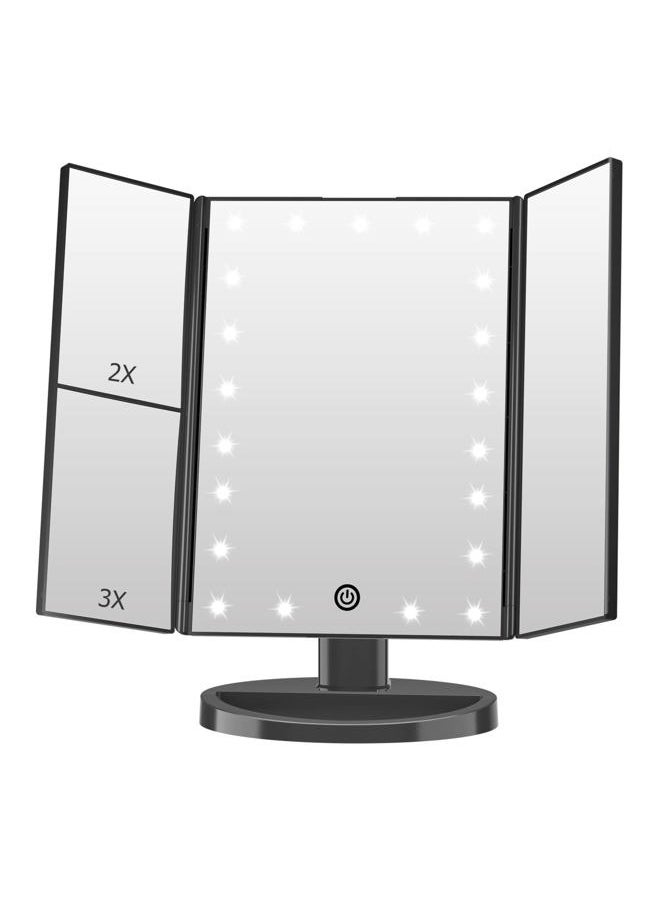 FASCINATE Lighted Makeup Mirror, 21 Bright LED Lights, 3x/2x/1x Magnifying Trifold LED Vanity Mirror, Touch Control Dimmable Brightness,180 ° Rotaion  - Image 1