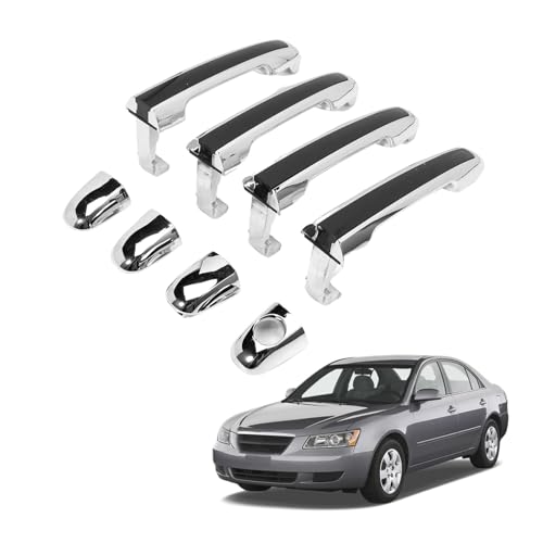 Gaogsiy 4 PCS Chrome Exterior Door Handle fits Sonata 2005 2006 2007 2008 2009 2010 Front & Rear Left Driver & Right Passenger Replaces 82651-3K000， 826513K000, with Black Insert - Image 1