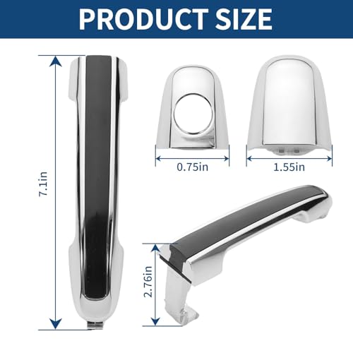 Gaogsiy 4 PCS Chrome Exterior Door Handle fits Sonata 2005 2006 2007 2008 2009 2010 Front & Rear Left Driver & Right Passenger Replaces 82651-3K000， 826513K000, with Black Insert - Image 5