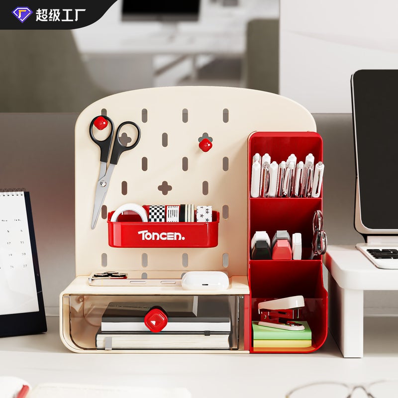 Desktop Plastic Storage Box with Drawer, Office Organizer for Stationery - Image 1