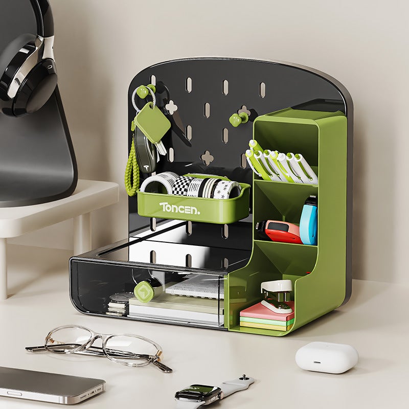 Desktop Plastic Storage Box with Drawer, Office Organizer for Stationery - Image 4