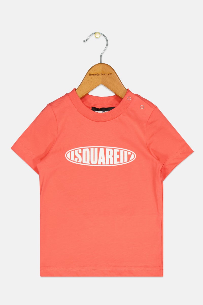 DSQUARED2 Toddlers Girl Crew Neck Short Sleeve Graphic Print T-Shirt, Coral - Image 1