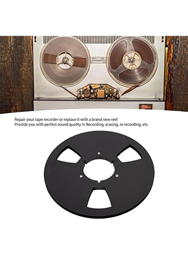 10 Inch 14 Empty Tape Reel, Easy to Use Heavy Duty Empty Disc Opening Machine Parts Aluminum Alloy Universal Recording Tape Reel for (Black) - Image 3