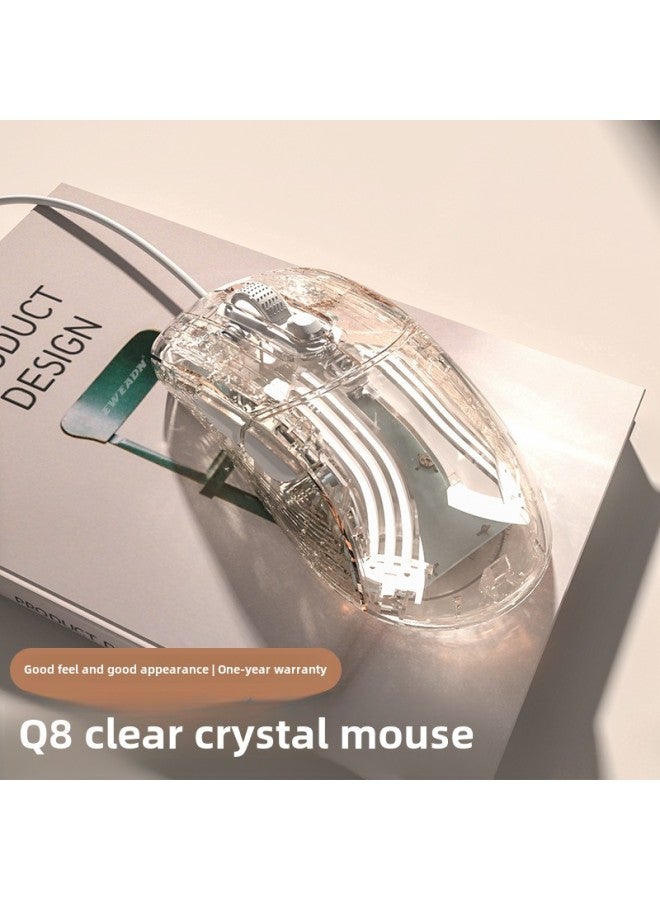 Special Girls Mute Electric Mouse Wired High Color Value Computer Games Transparent Competition Macro 8 Office Machinery Qingying-Color:Highly Transparent [7200dpi Qingying Snow Soul Transparent Qingying Silent Button-Interface:Official Standard  - Image 1