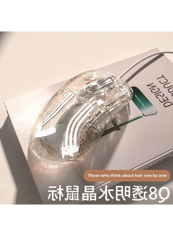 Special Girls Mute Electric Mouse Wired High Color Value Computer Games Transparent Competition Macro 8 Office Machinery Qingying-Color:Highly Transparent [7200dpi Qingying Snow Soul Transparent Qingying Silent Button-Interface:Official Standard  - Image 4