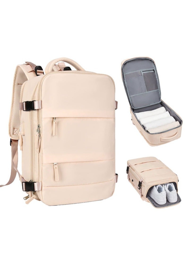 شاربدو حقيبة ظهر للسفر مقاومة للماء مع منفذ شحن USB، سعة كبيرة 45 لترًا من قماش أكسفورد، قابلة للفصل بين الرطوبة والجفاف للرجال والنساء - حجرة كمبيوتر محمول، حقيبة أحذية، حقيبة عربة - Image 1