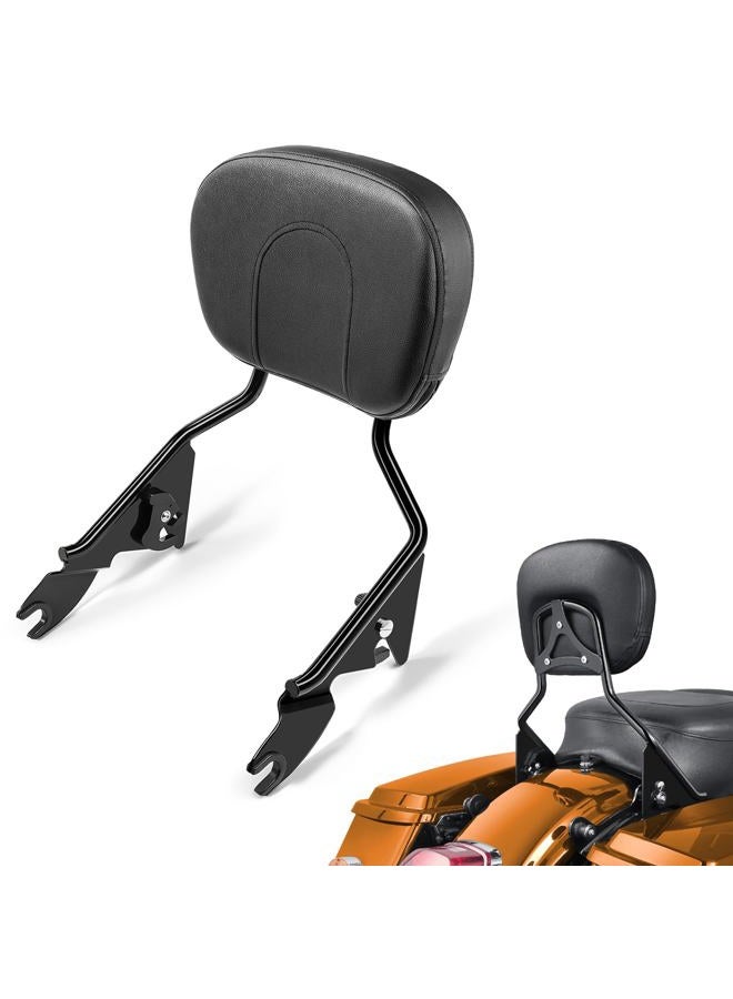 PBYMT Detachable Sissy Bar Passenger Rear Backrest Pad Compatible for Harley Davidson Touring Street Glide Road King Electra Glide 2009-2024 (Black) - Image 1