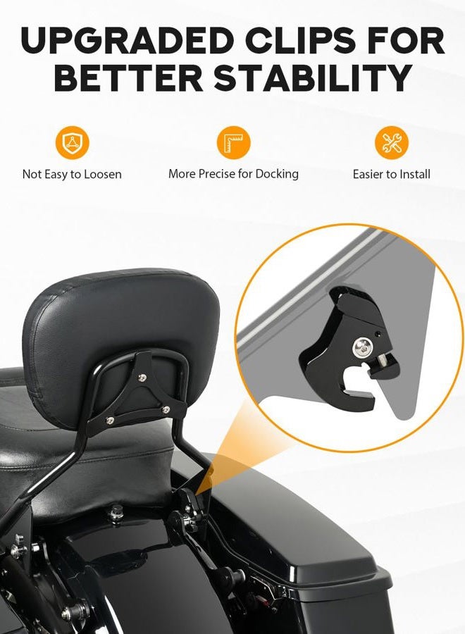 PBYMT Detachable Sissy Bar Passenger Rear Backrest Pad Compatible for Harley Davidson Touring Street Glide Road King Electra Glide 2009-2024 (Black) - Image 5
