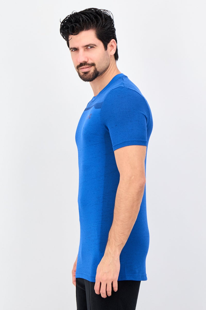 UNDER ARMOUR Men Fitted Short Sleeve Training T-shirt, Blue - Image 3