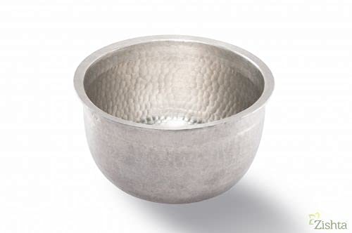 Zishta Zishta Traditional Handmade Eeya Chombu Kinnam Shape Medium Tin Vessel RasamSoppu Vessel Special Handcrafted Silver Dia 135cm Cap 0708L H 9cm 055 Kg - Image 2